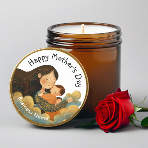 Sticker Rond Belle illustration de Mère & Enfant   Fête des mèr
