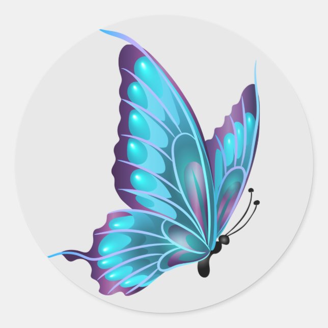 Sticker Rond Belle illustration Papillon classique ronde Stic (Devant)