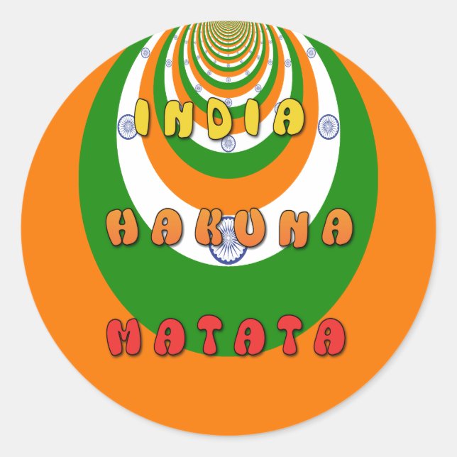 Sticker Rond Belle Inde couleurs drapeau national Hakuna Matata (Devant)