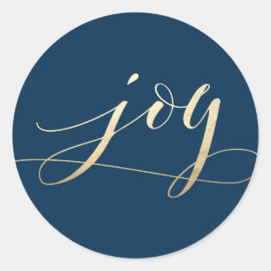 Sticker Rond Belle Joie Marine Faux Foil Noël