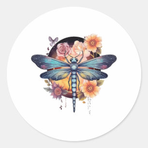 Sticker Rond Belle libellule