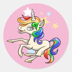 Sticker Rond Belle licorne magique