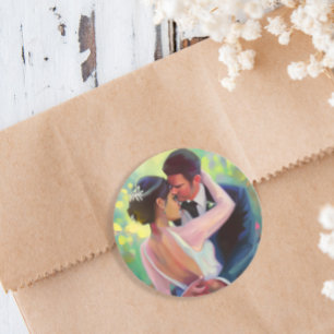 Sticker Rond Belle mariée et Mariage de chambre