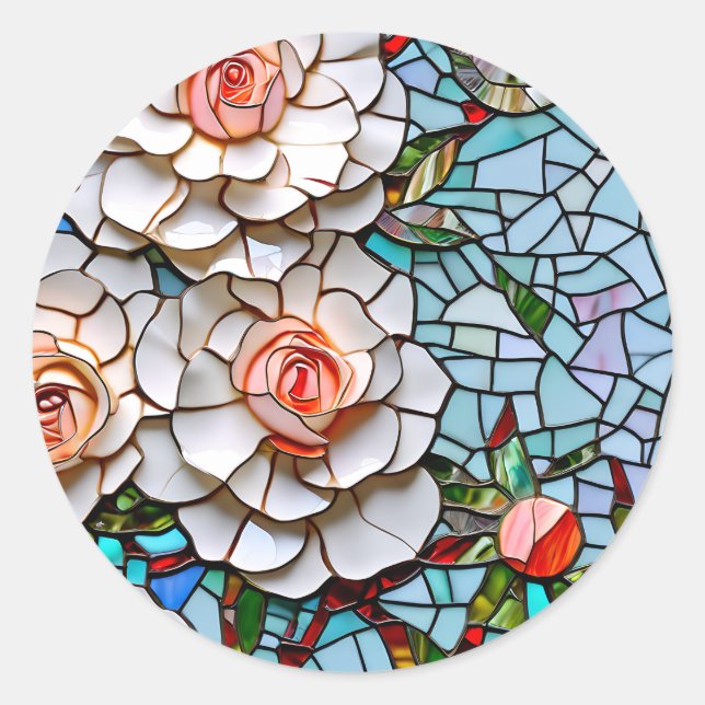 Sticker Rond Belle mosaïque Vitrail et carrelage (Devant)