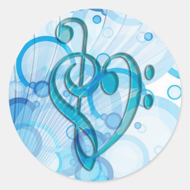 Sticker Rond Belle musique cool prend des notes en coeur (Devant)