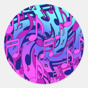 Sticker Rond Belle Musique Motif Musical Coloré et Animé