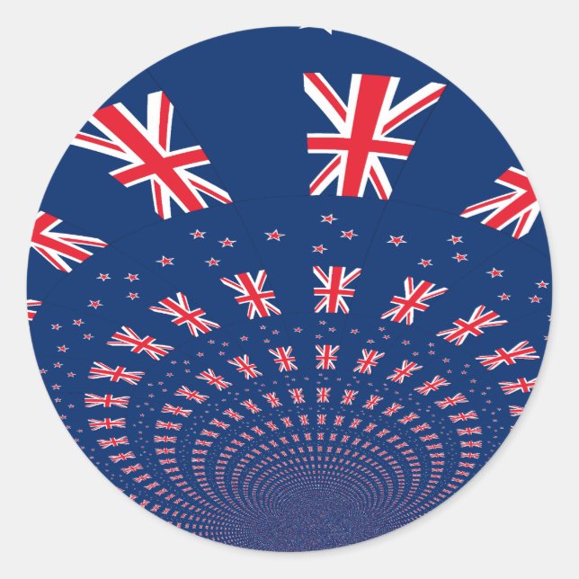 Sticker Rond Belle Nouvelle-Zélande Drapeau Art Design (Devant)