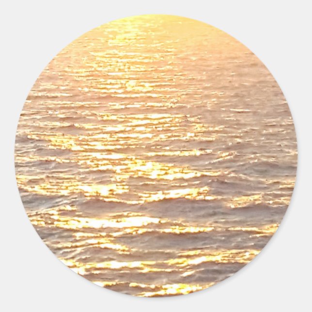 Sticker Rond Belle Ocean Golden Hour Sunrise (Devant)