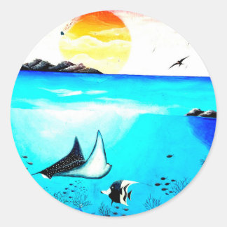 Sticker Rond Belle peinture sous-marine