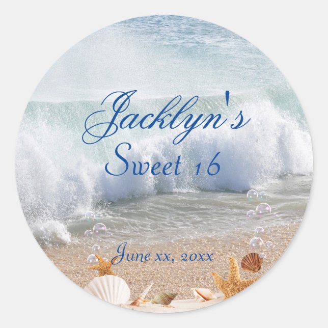 Sticker Rond Belle Plage Tropical Sweet 16 (Devant)