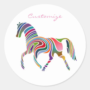 Sticker Rond Belle Rainbow Color Horse Thunder_Cove