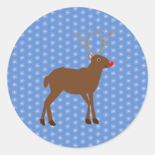 Sticker Rond Belle renne de Noël avec nez rouge