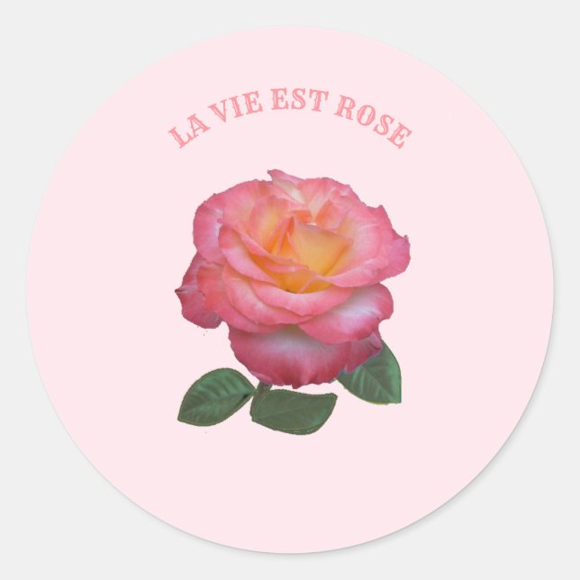 Sticker Rond Belle Rose Rose (Devant)