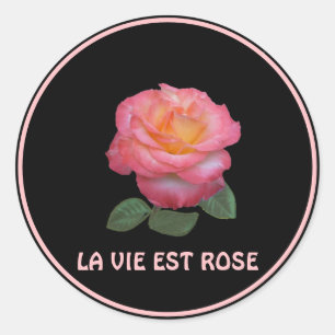Sticker Rond Belle rose rose rose