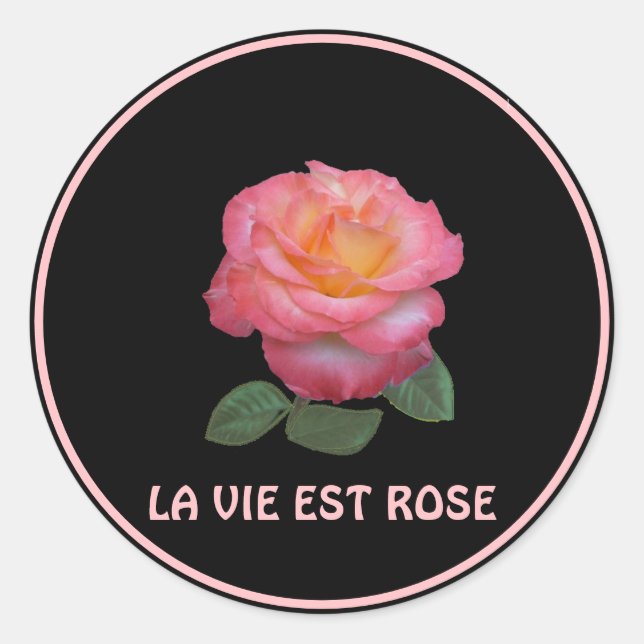 Sticker Rond Belle rose rose rose (Devant)