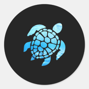 Sticker Rond Belle silhouette de tortue marine vue sous-marine