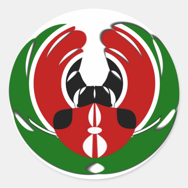 Sticker Rond Belle Tapisserie kenyane : Drapeau kényan Papillon (Devant)
