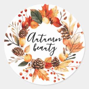 Sticker Rond Belle tasse à café d'automne