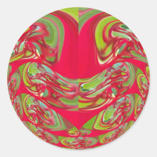 Sticker Rond Belle texture rouge et verte Couleur Art Abstrait