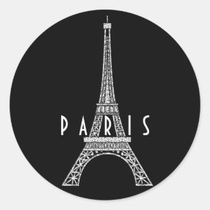 Sticker Rond Belle tour blanche France Paris Eiffel