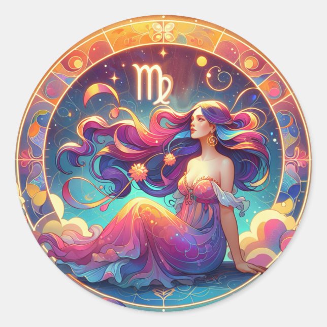 Sticker Rond Belle Vierge | Horoscope (Devant)