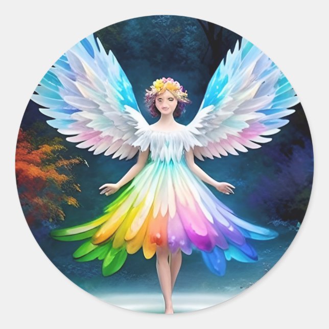 Sticker Rond Belles ailes Angel Art-35444 (Devant)