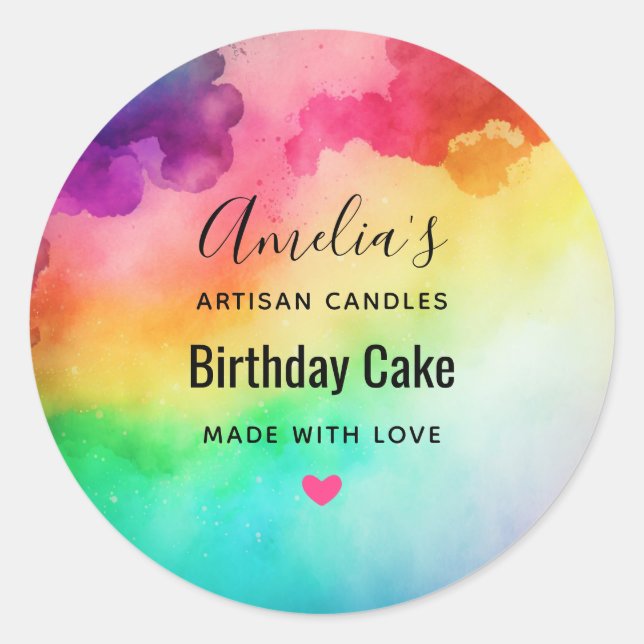 Sticker Rond Belles couleurs arc-en-ciel Design abstrait (Devant)