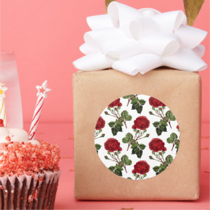 Sticker Rond Belles Roses Rouges