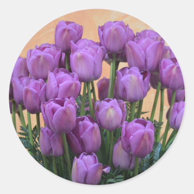 Sticker Rond Belles tulipes à ressort violet (Devant)
