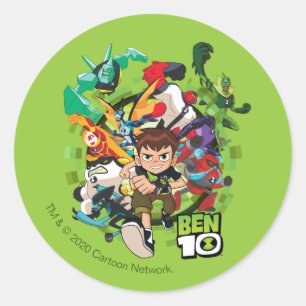Sticker Rond Ben 10 Alien Rush Graphique