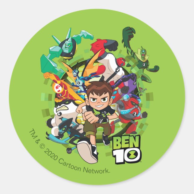 Sticker Rond Ben 10 Alien Rush Graphique (Devant)