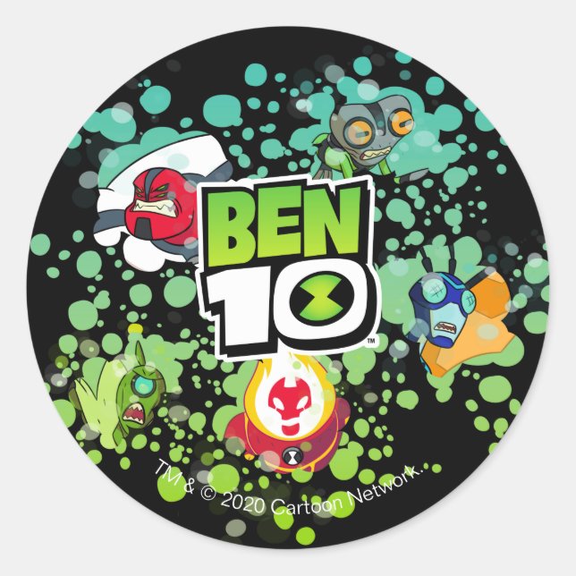 Sticker Rond Ben 10 Aliens Formulaires Graphique de bulle (Devant)
