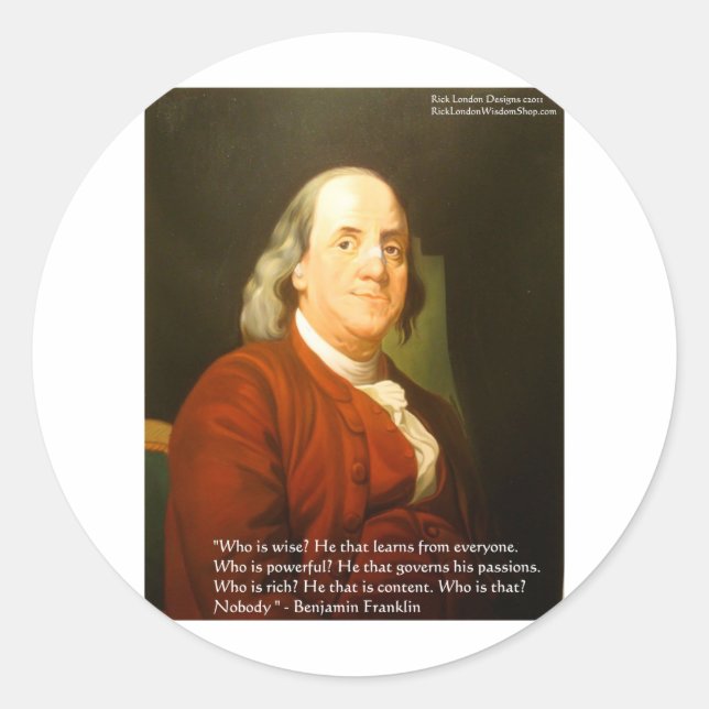 Sticker Rond Ben Franklin (What Is Wise) Citer Cadeaux & Cartes (Devant)