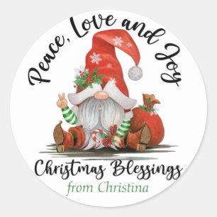 Sticker Rond Bénédiction de Noël Gnome mignonne Cadeau personna