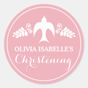 Sticker Rond Bénédiction pour bébé fille Christening Invitation