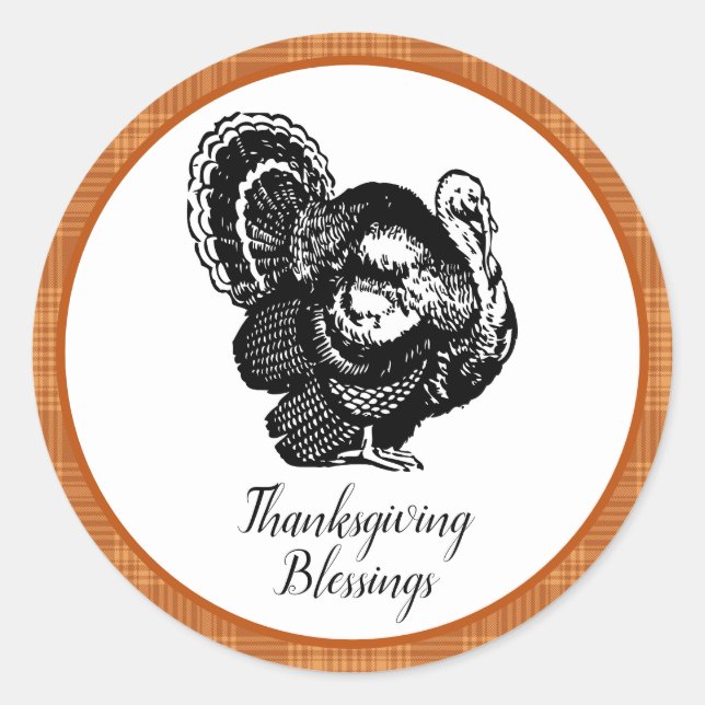 Sticker Rond Bénédictions de Thanksgiving élégantes (Devant)
