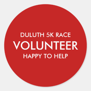 Sticker Rond Bénévole Rouge Personnalisé