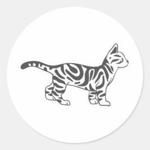 Sticker Rond Bengal cat stand - Choisir la couleur arrière - p