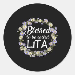Sticker Rond Béni D'Être Appelé Lita Cute Chamomile Imprimer