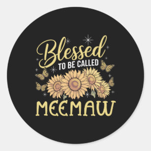 Sticker Rond Béni D'Être Appelé Meemaw Sunflower Amateurs