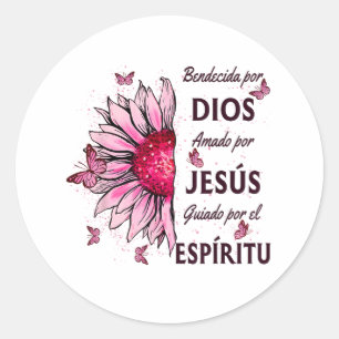 Sticker Rond Béni par Dieu Aimé par Jésus
