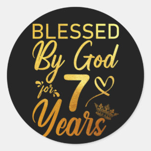 Sticker Rond Béni par Dieu pendant 70 ans 70e anniversaire Foi