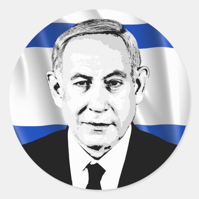 Sticker Rond Benjamin Netanyahu Premier ministre israélien (Devant)