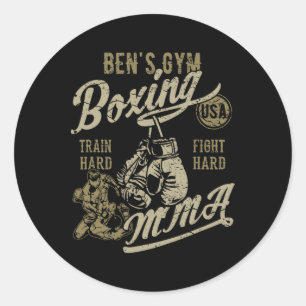 Sticker Rond Ben's Gym Boxing Mixed martial art Retro Design Po