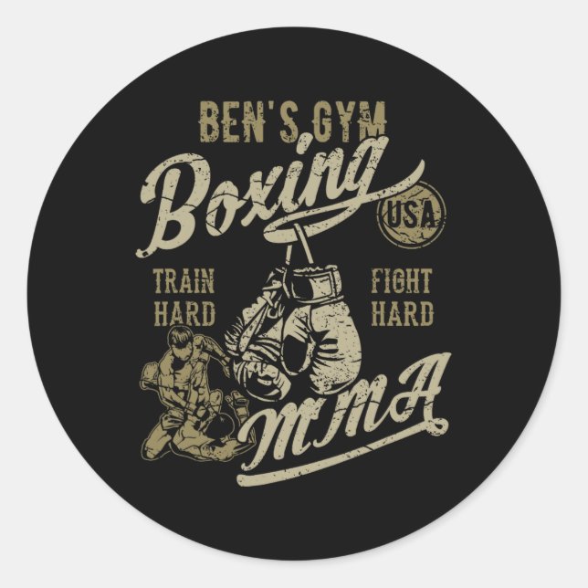 Sticker Rond Ben's Gym Boxing Mixed martial art Retro Design Po (Devant)