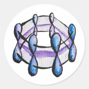 Sticker Rond Benzène Molecule Aquarelle Chimie organique Art