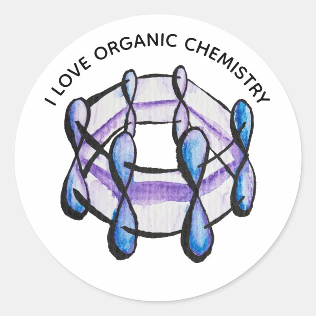 Sticker Rond Benzène Molecule Love Chimie (Devant)