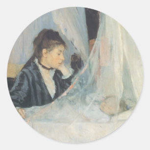 Sticker Rond Berceau par Berthe Morisot, Impressionnisme Vintag
