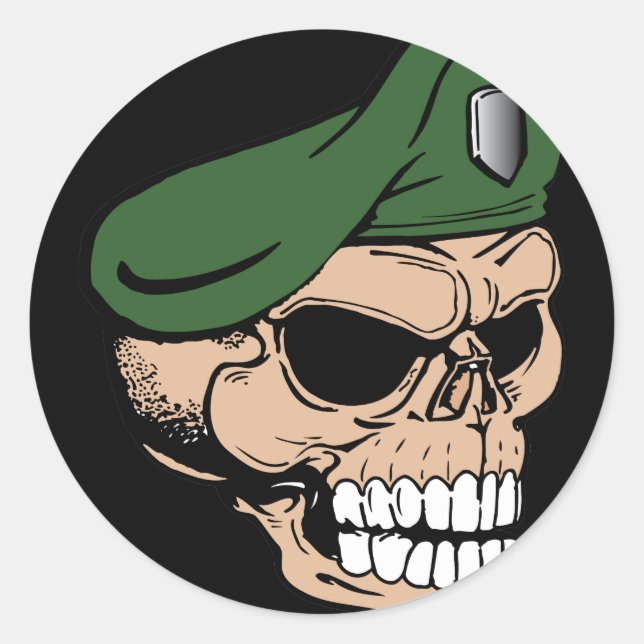 Sticker Rond Beret vert crâne (Devant)