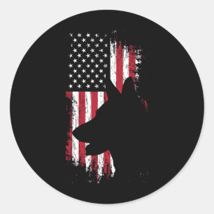 Sticker Rond Berger Allemand Chemise Drapeau Américain Usa Patr
